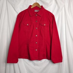 Cherry red lightweight denim jacket